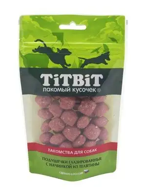 Купить titbit лакомство для собак подушечки глазированные с начинкой из телятины Золотая коллекция