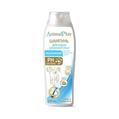 Купить animal play шампунь увлажняющий с omega-3 и кератином для длинношерстных собак