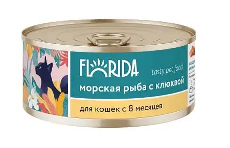 Купить florida консервы для взрослых кошек из морской рыбы с клюквой