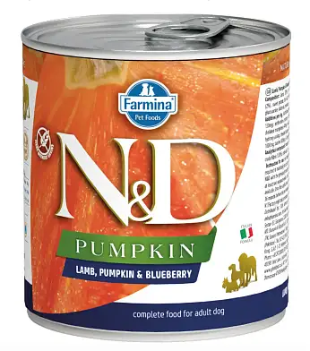 Farmina N&D Pumpkin Беззерновые консервы для собак всех пород, с ягнёнком, тыквой и черникой