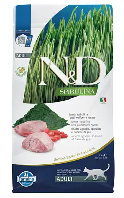 Farmina N&D Cat Spirulina Lamb & Wolfberry Adult сухой корм для взрослых кошек, с ягненком и ягодами годжи