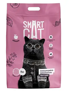 Smart Cat комкующийся наполнитель для кошек, глиняный с ароматом яблока