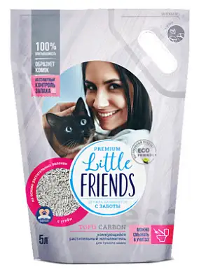 Little Friends наполнитель для кошек комкующийся растительный Tofu Carbon