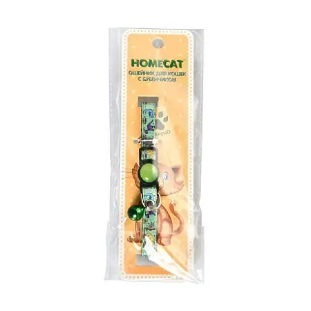 Купить homecat Динозавры ошейник для кошек с бубенчиком зеленый