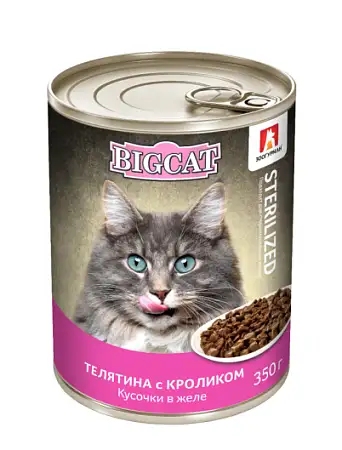 Купить Зоогурман big cat консервы для кошек телятина с кроликом в желе