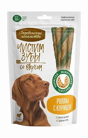 Купить Деревенские Лакомства Чистим зубы лакомство для собак Роллы с курицей