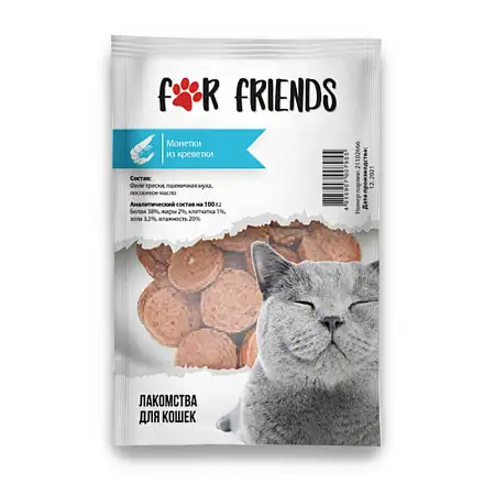 Купить for friends Лакомство для кошек «Монетки из креветки»