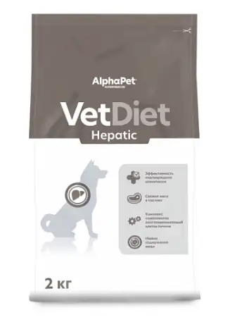 Купить alphapet vet diet hepatic сухой корм для взрослых собак всех пород при заболевании печени