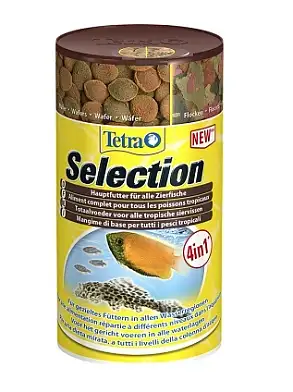 Tetra Selection корм для всех видов рыб, 4 вида хлопья/чипсы/гранулы