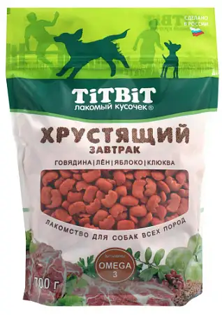 Купить titbit лакомство для собак завтрак хрустящий с говядиной