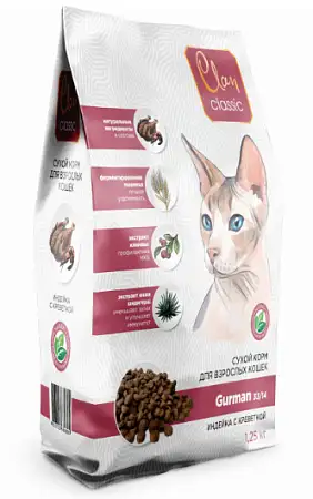 Купить clan classic gurman-33/14 сухой корм для привередливых кошек, индейка/креветки 