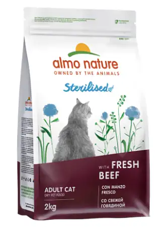 Купить almo nature sterilised fresh beef сухой корм для взрослых стерилизованных кошек со cвежей говядиной и коричневым рисом