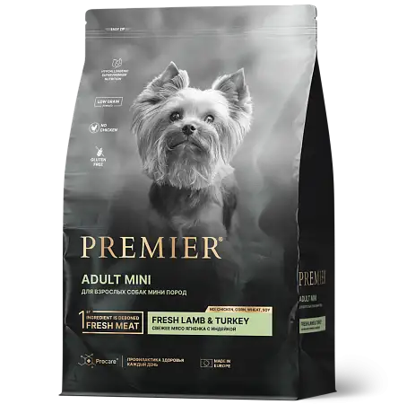 Купить premier сухой корм для взрослых собак мелких пород c индейкой и ягненком
