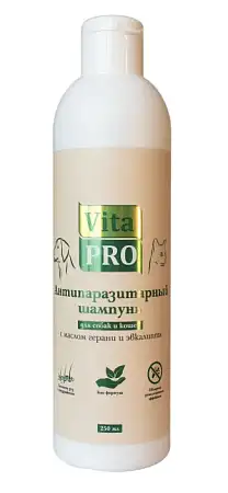 Купить vita pro биошампунь для собак и кошек антипаразитарный универсальный, с маслом герани и эвкалипта