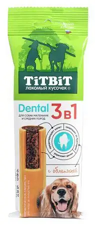Купить titbit лакомство для собак мелких и средних пород dental 3в1 с облепихой