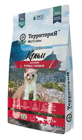 Купить ТерриториЯ Крым сухой корм для взрослых кошек курица с черникой 