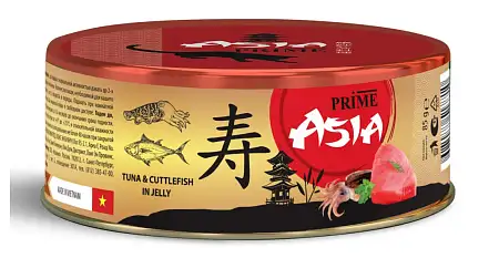 Купить prime asia влажный корм для взрослых кошек тунец с каракатицей в желе (банка)