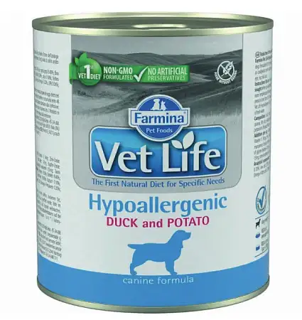 Купить farmina vet life dog hypoallergenic консервы для собак при аллергии с уткой и картофелем