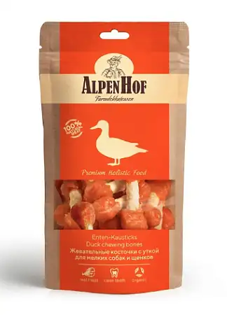 Купить alpenhof лакомство для мелких собак и щенков Жевательные косточки с уткой