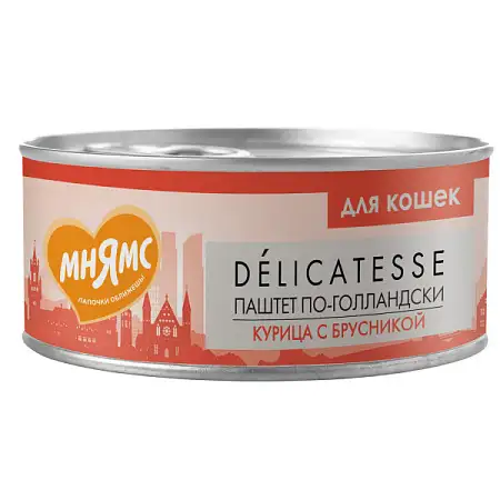 Купить Мнямс delicatesse "Паштет по-голландски" влажный корм для кошек с курицей и брусникой