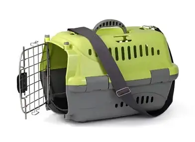 АКЦИЯ ZOOexpress переноска «Турне» Авиа для собак и кошек с металлической дверцей, ковриком и ремнем, зеленая
