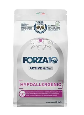 Forza10 Active VetDiet HYPOALLERGENIC сухой диетический корм для взрослых кошек с проблемами пищевой непереносимости и аллергией на животный белок, с рыбой